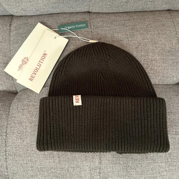 BNWT Revolution of 1995 - Big Fold Up Organic Cotton Beanie - Army Green /Unisex - Picture 4 of 5